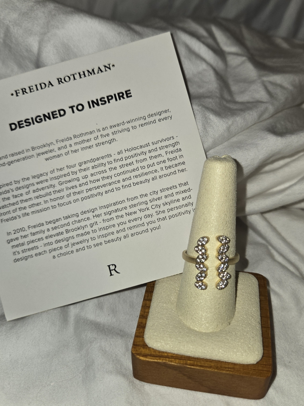 Freida Rothman Gold Over 925 Double Row Cubic Zirconia Ring Size 9 To 10